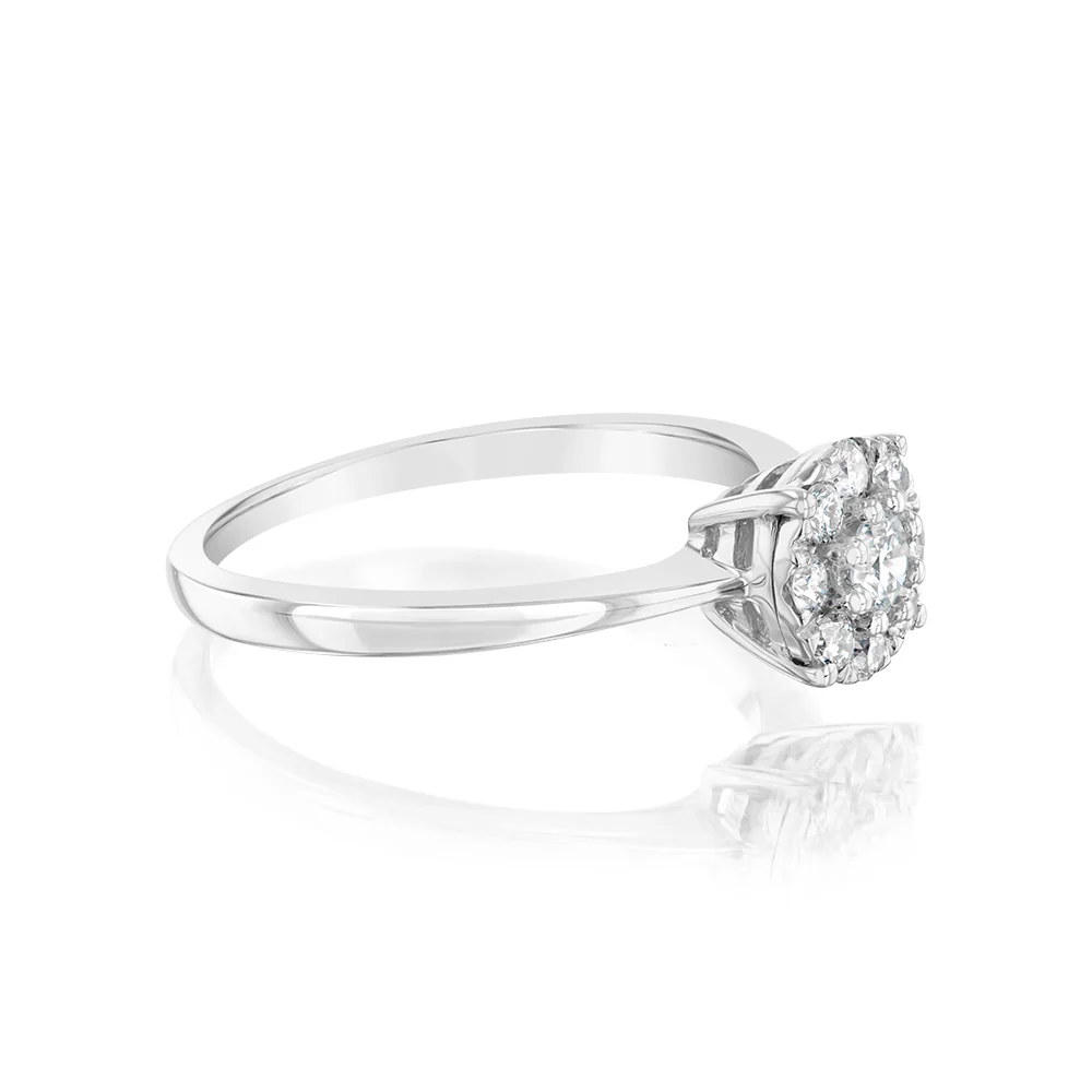Luminesce Lab Grown 9ct White Gold 0.30 Carat Diamond Round Cluster Ring - Image 2