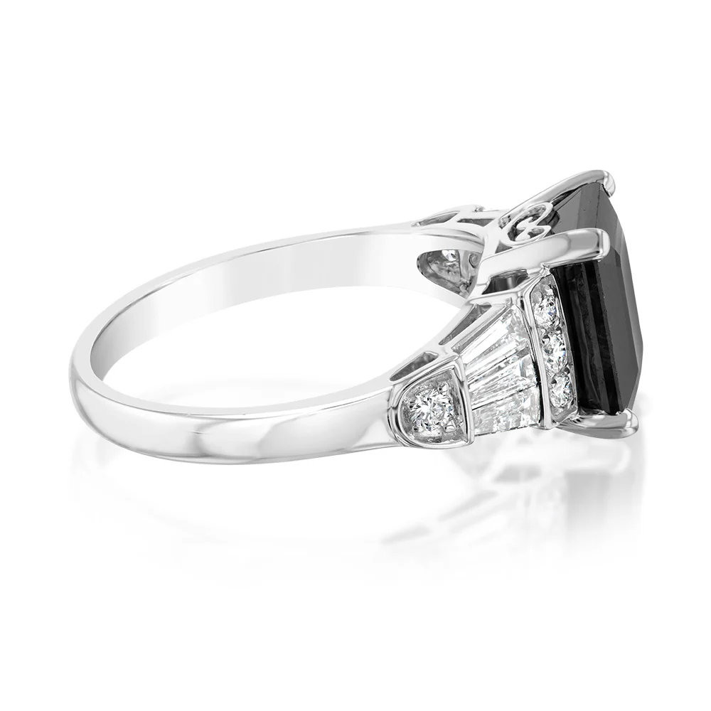 Luminesce Lab Grown 9ct White Gold 1/2 Carat Diamond 3 Carat Natural Sapphire Ring - Image 2