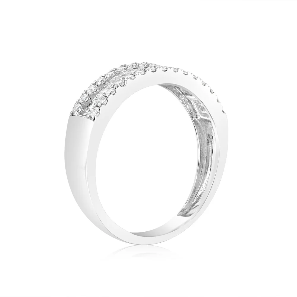 Luminesce Lab Grown 9ct White Gold 1/2 Carat Diamond Channel Set Ring with Baguette and Round Brilliant Diamonds - Image 3