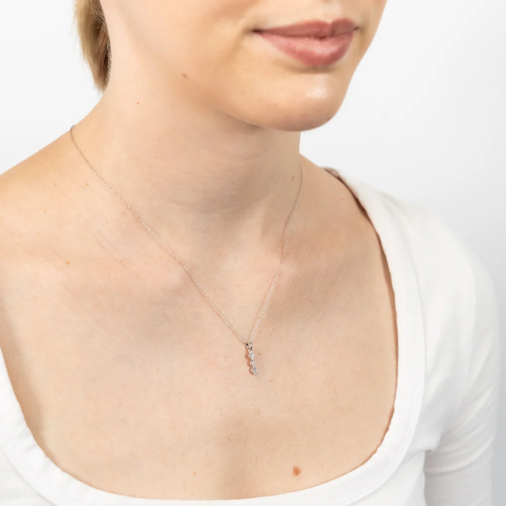 Luminesce Lab Grown 9ct White Gold 1/3 Carat Diamond 3-Stone Pendant on 45cm Chain - Image 2