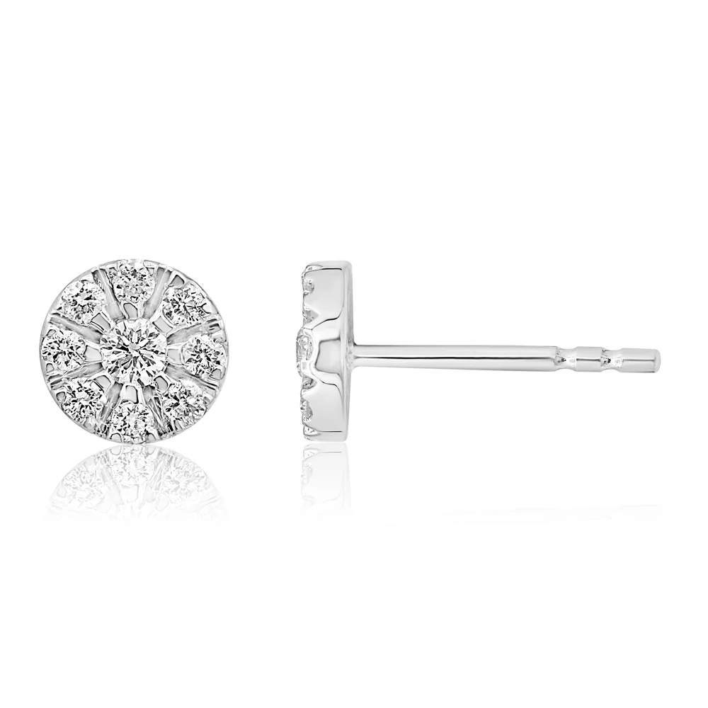 Luminesce Lab Grown 9ct White Gold 1/3 Carat Diamond Stud Earrings with 18 Diamonds - Image 2