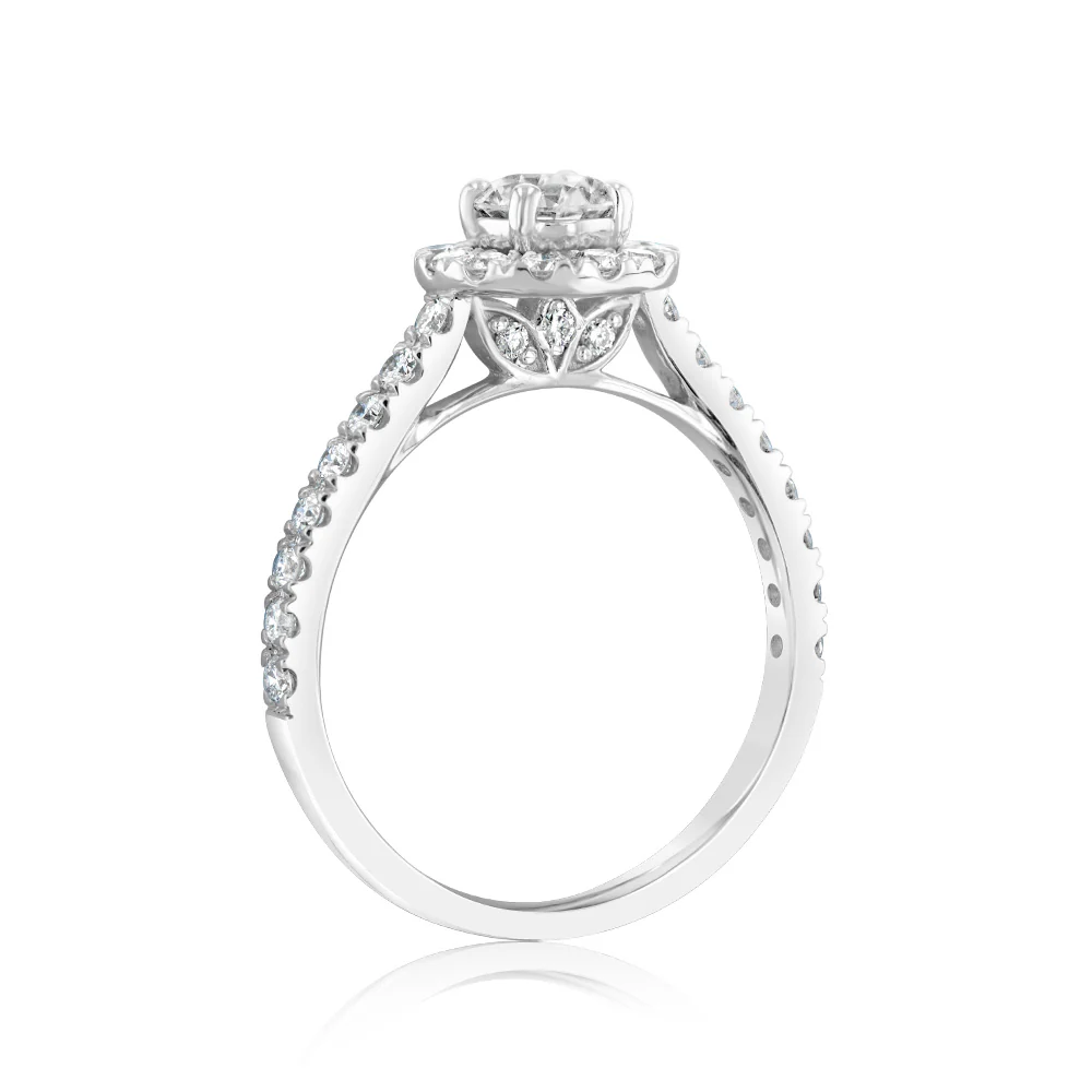 Luminesce Lab Grown 9ct White Gold 1 Carat Diamond Halo Solitaire Ring - Image 3