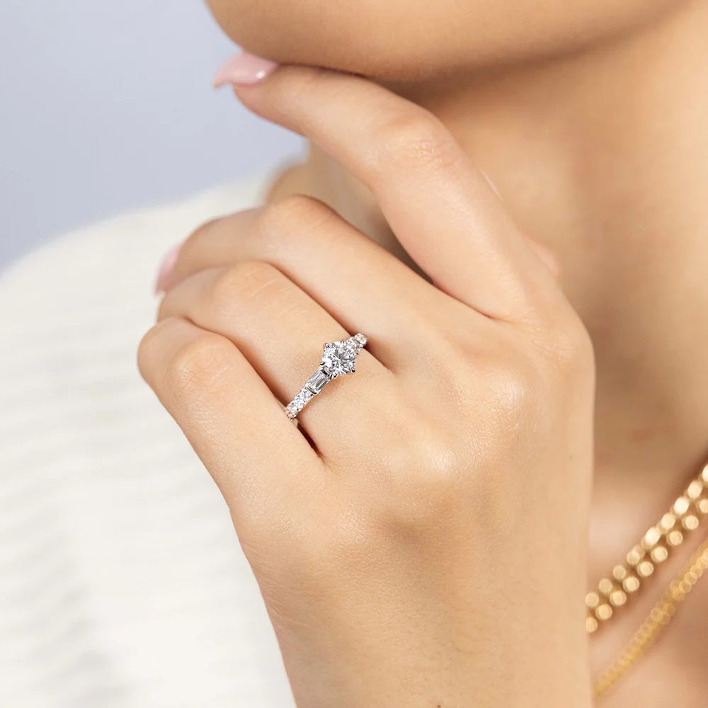 Luminesce Lab Grown 9ct White Gold 1 Carat Solitaire Fancy Diamond Ring - Image 4