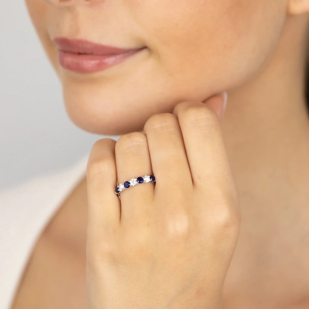 Luminesce Lab Grown 9ct White Gold Created Blue Sapphire 0.30 Carat Diamond Ring - Image 4