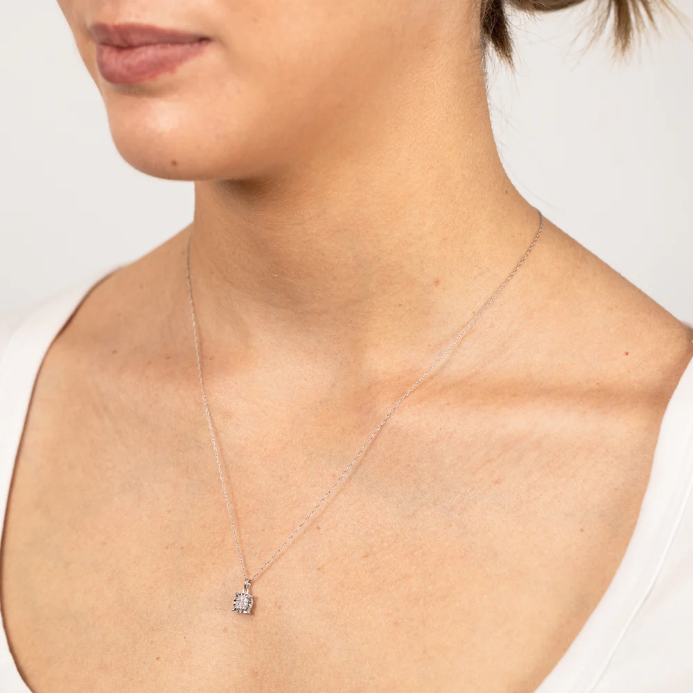 Luminesce Lab Grown 9ct White Gold Diamond Claw Pendant - Image 2