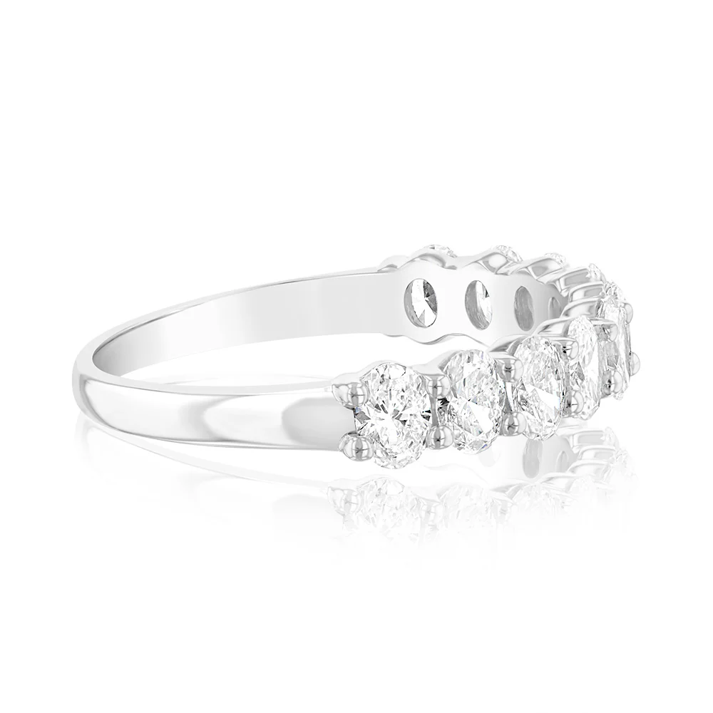 Luminesce Lab Grown 9ct White Gold Eternity Oval Cut Shaped Ring in 1 Carat Diamond - Image 2