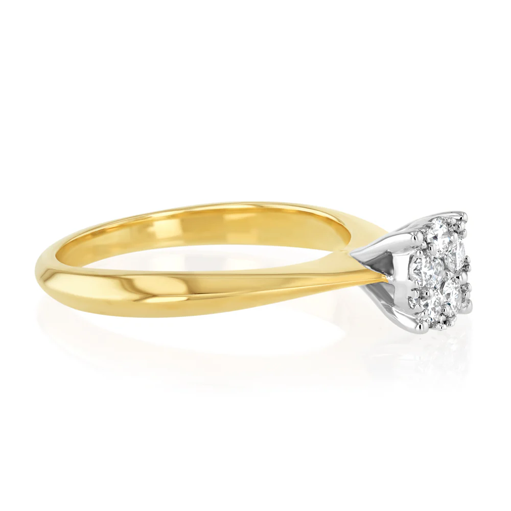 Luminesce Lab Grown 9ct Yellow Gold 0.25 Carat Diamond Ring with 11 Diamonds - Image 2