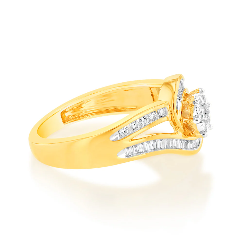 Luminesce Lab Grown 9ct Yellow Gold 0.30 Carat Diamond Wrap Around Ring in 51 Diamonds - Image 2