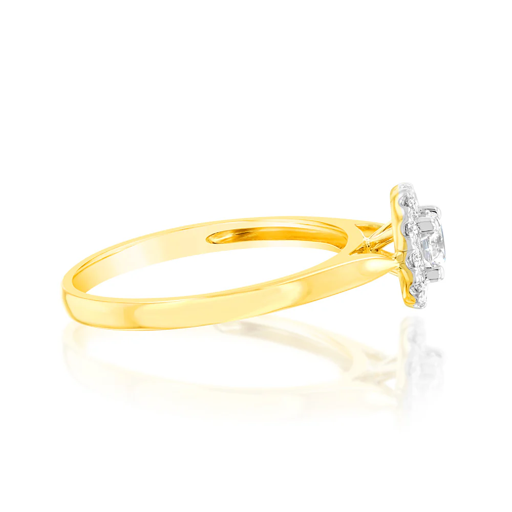 Luminesce Lab Grown 9ct yellow Gold 0.40 Carat Halo Brilliant Cut Ring - Image 2