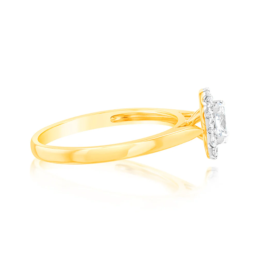 Luminesce Lab Grown 9ct yellow Gold 0.40 Carat Halo Oval Brilliant Cut Ring - Image 2