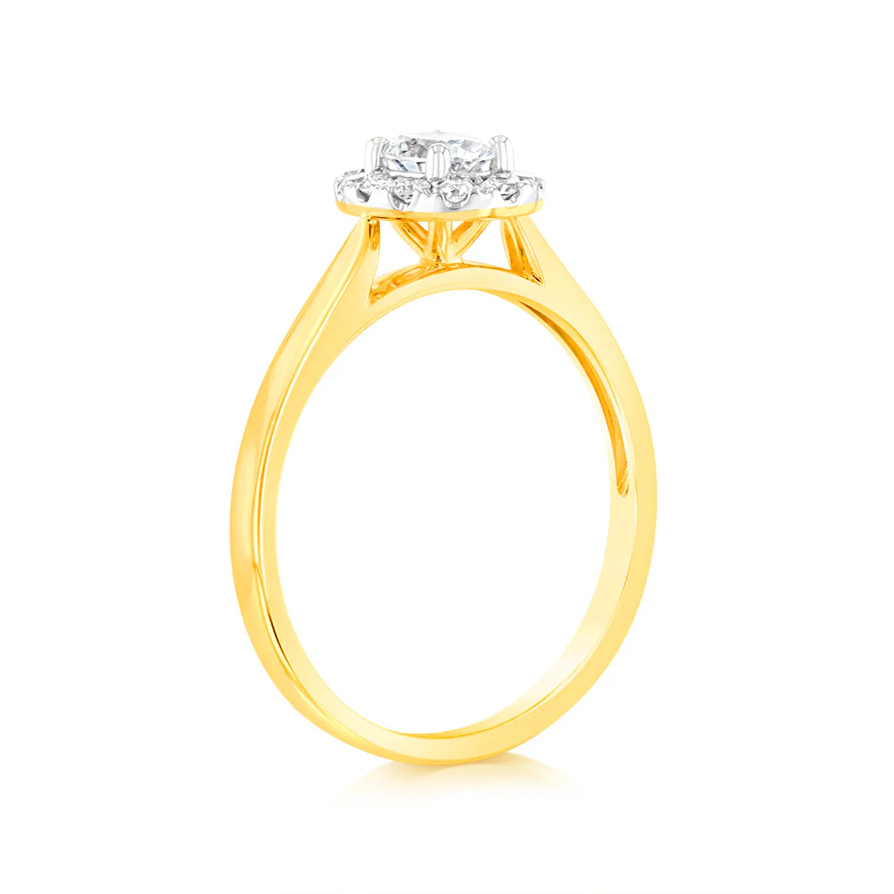 Luminesce Lab Grown 9ct yellow Gold 0.40 Carat Halo Oval Brilliant Cut Ring - Image 3