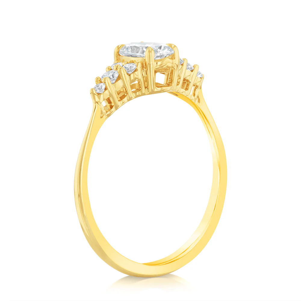 Luminesce Lab Grown 9ct Yellow Gold 0.65 Carat Diamond Solitaire Fancy Ring - Image 3