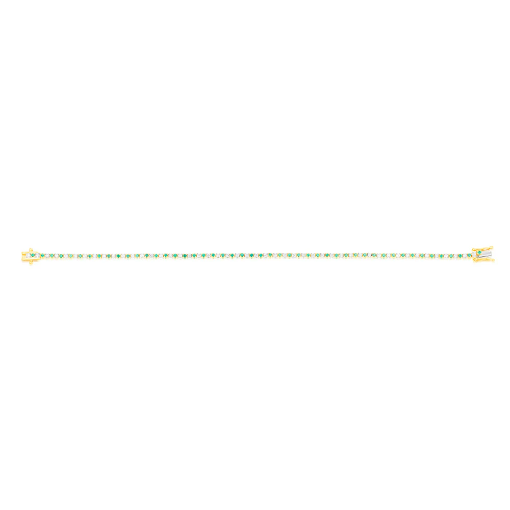 Luminesce Lab Grown 9ct Yellow Gold 0.65 Carat Diamonds + Created Emerald Bracelet - Image 2