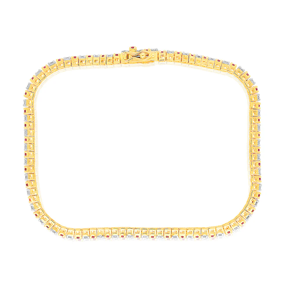Luminesce Lab Grown 9ct Yellow Gold 0.65 Carat Diamonds + Created Ruby Bracelet - Image 3