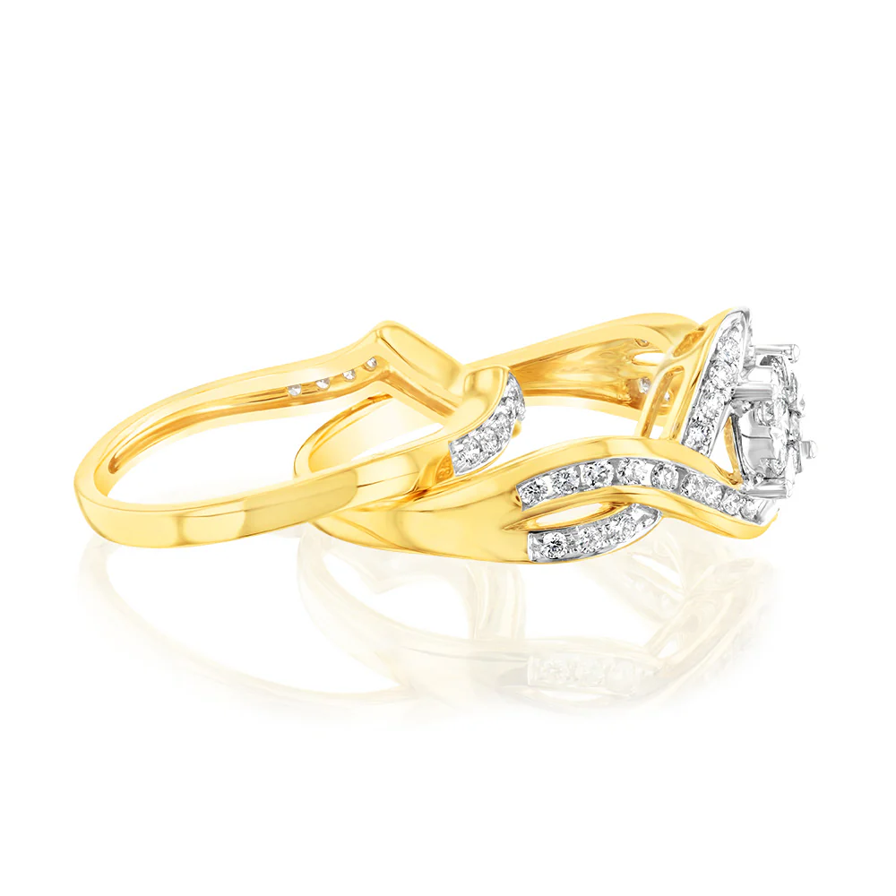 Luminesce Lab Grown 9ct Yellow Gold 0.66 Carat Bridal Set Diamond Ring Set - Image 2