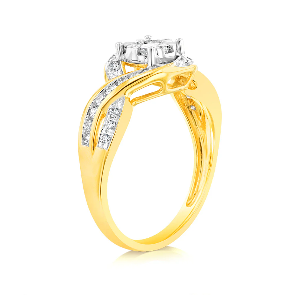 Luminesce Lab Grown 9ct Yellow Gold 0.66 Carat Bridal Set Diamond Ring Set - Image 3