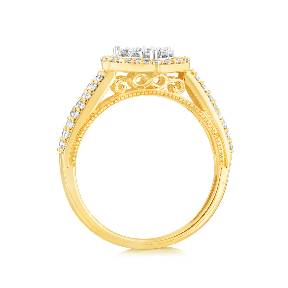Luminesce Lab Grown 9ct Yellow Gold 0.70 Carat Diamond Heart Shaped Bridal Set - Image 3