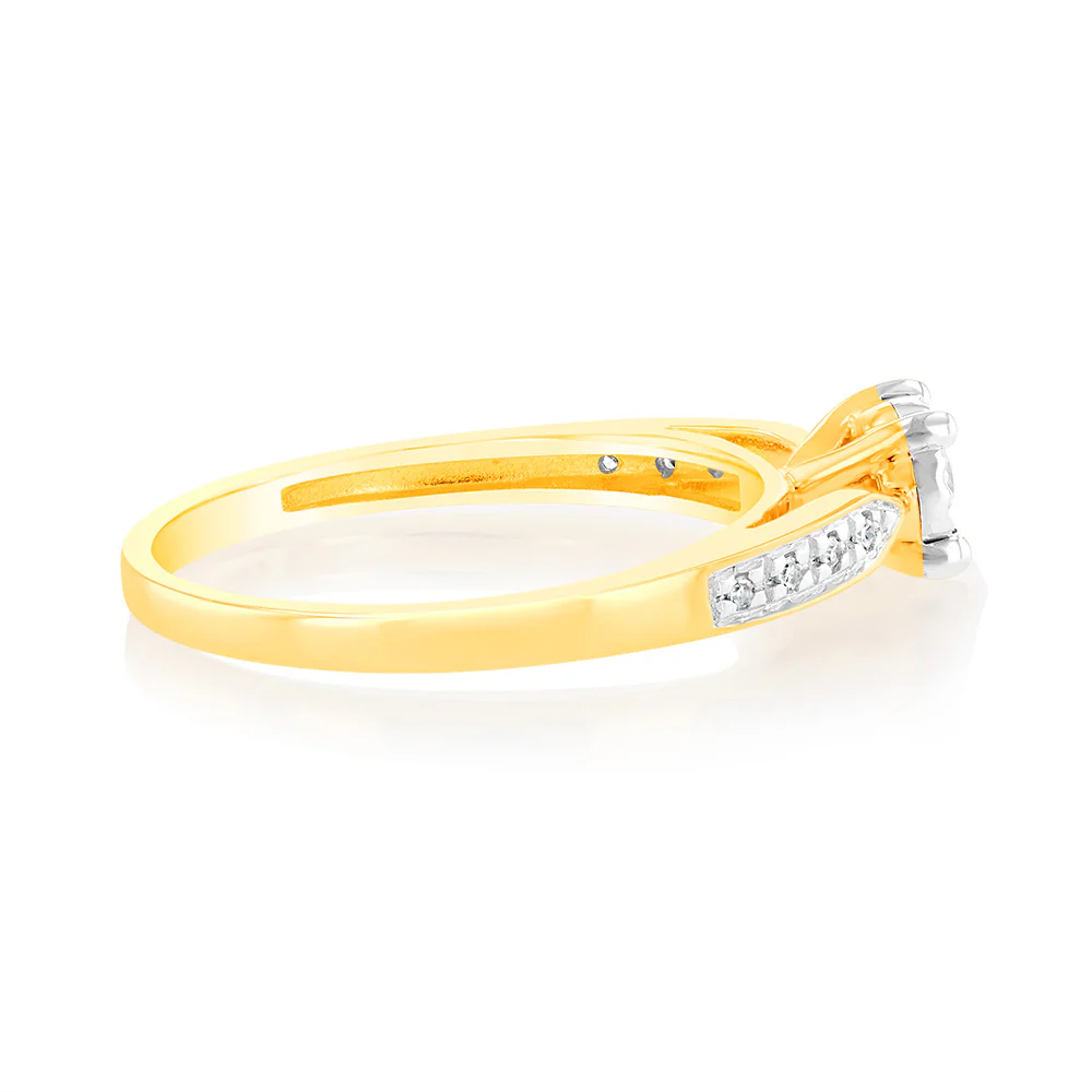 Luminesce Lab Grown 9ct Yellow Gold 1/10 Carat Diamond Ring - Image 2