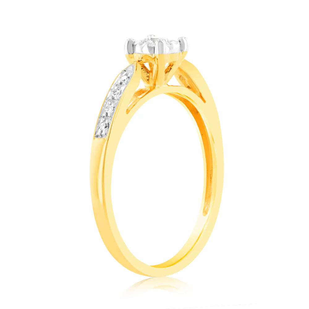 Luminesce Lab Grown 9ct Yellow Gold 1/10 Carat Diamond Ring - Image 3