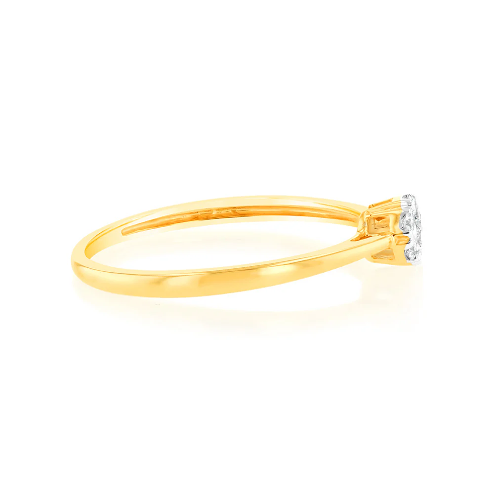 Luminesce Lab Grown 9ct Yellow Gold 1/10 Carat Solitaire Fancy Diamond Ring - Image 2