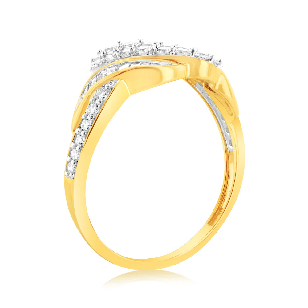 Luminesce Lab Grown 9ct Yellow Gold 1/2 Carat Diamond Channel Set Ring - Image 3