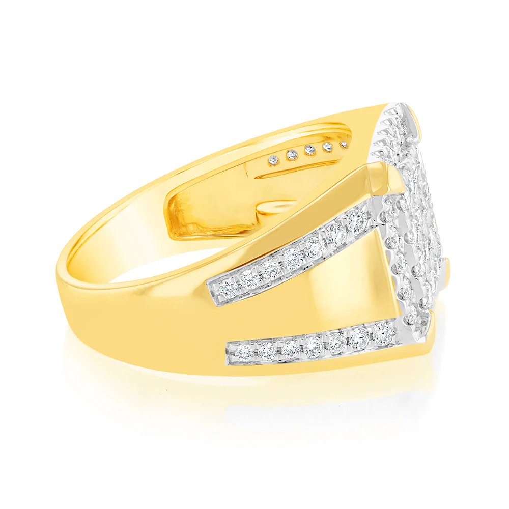 Luminesce Lab Grown 9ct Yellow Gold 1.2 Carat Diamond Gents Ring - Image 2