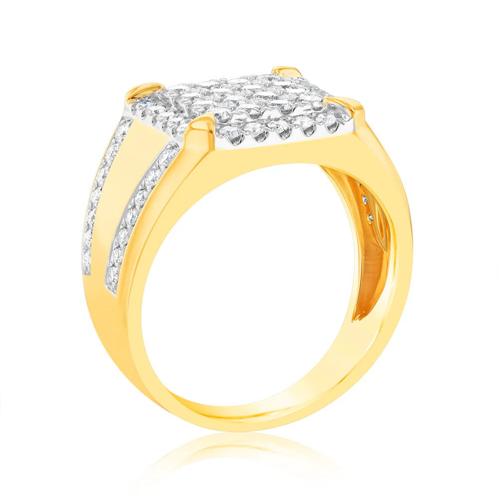 Luminesce Lab Grown 9ct Yellow Gold 1.2 Carat Diamond Gents Ring - Image 3