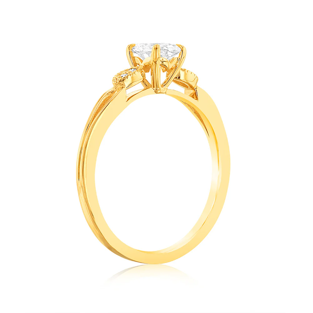 Luminesce Lab Grown 9ct Yellow Gold 1/2 Carat Diamond Solitaire Fancy Ring - Image 3