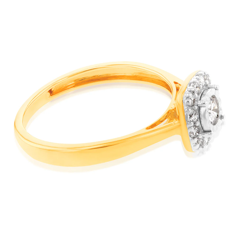 Luminesce Lab Grown 9ct Yellow Gold 1/3 Carat Diamond Cluster Dress Ring - Image 2