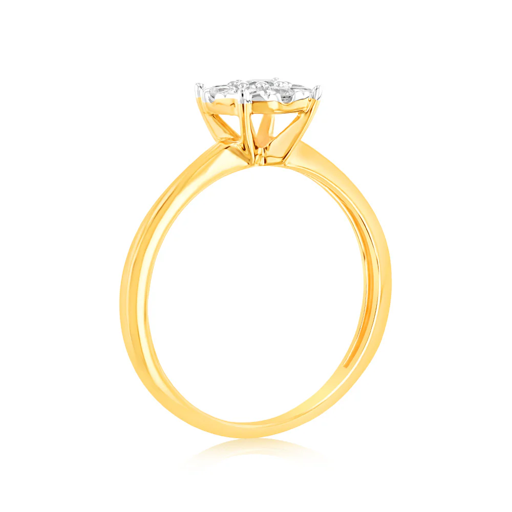 Luminesce Lab Grown 9ct Yellow Gold 1/3 Carat Diamond Flower Shaped Ring - Image 3