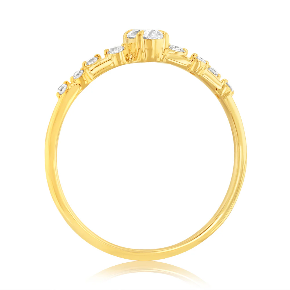 Luminesce Lab Grown 9ct Yellow Gold 1/3 Carat Diamond Solitaire Fancy Ring - Image 3