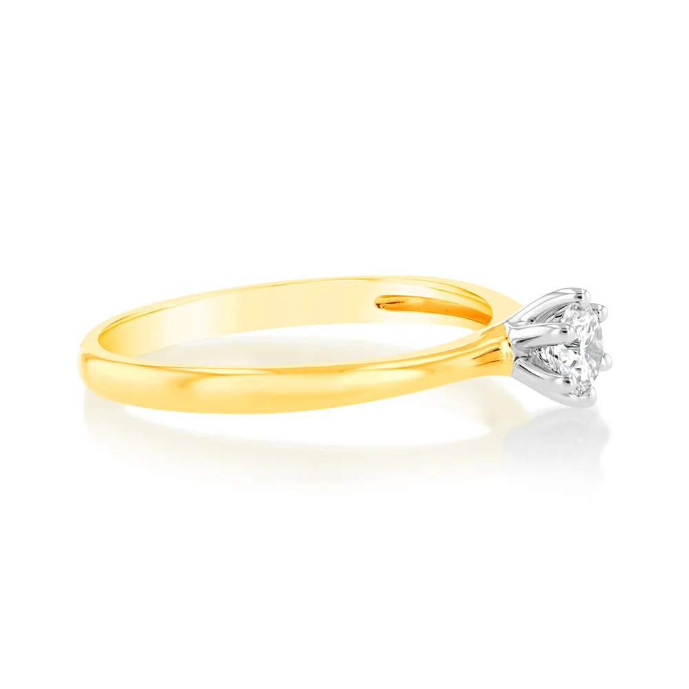 Luminesce Lab Grown 9ct Yellow Gold 1/4 Carat Brilliant Cut Solitaire Diamond Ring - Image 2
