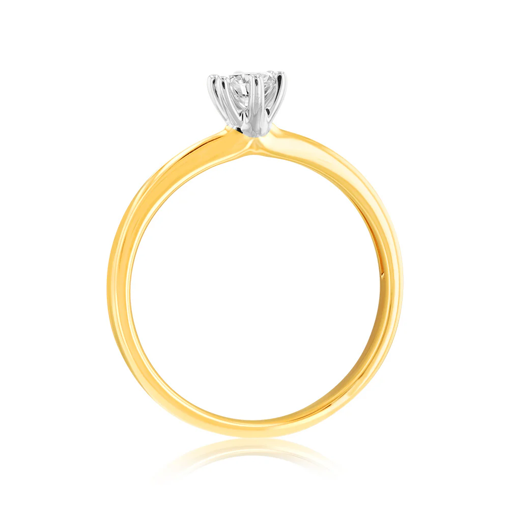 Luminesce Lab Grown 9ct Yellow Gold 1/4 Carat Brilliant Cut Solitaire Diamond Ring - Image 3