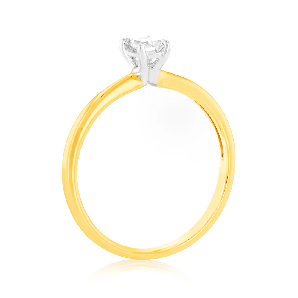Luminesce Lab Grown 9ct Yellow Gold 1/4 Carat Emerald Cut Solitaire Diamond Ring - Image 3