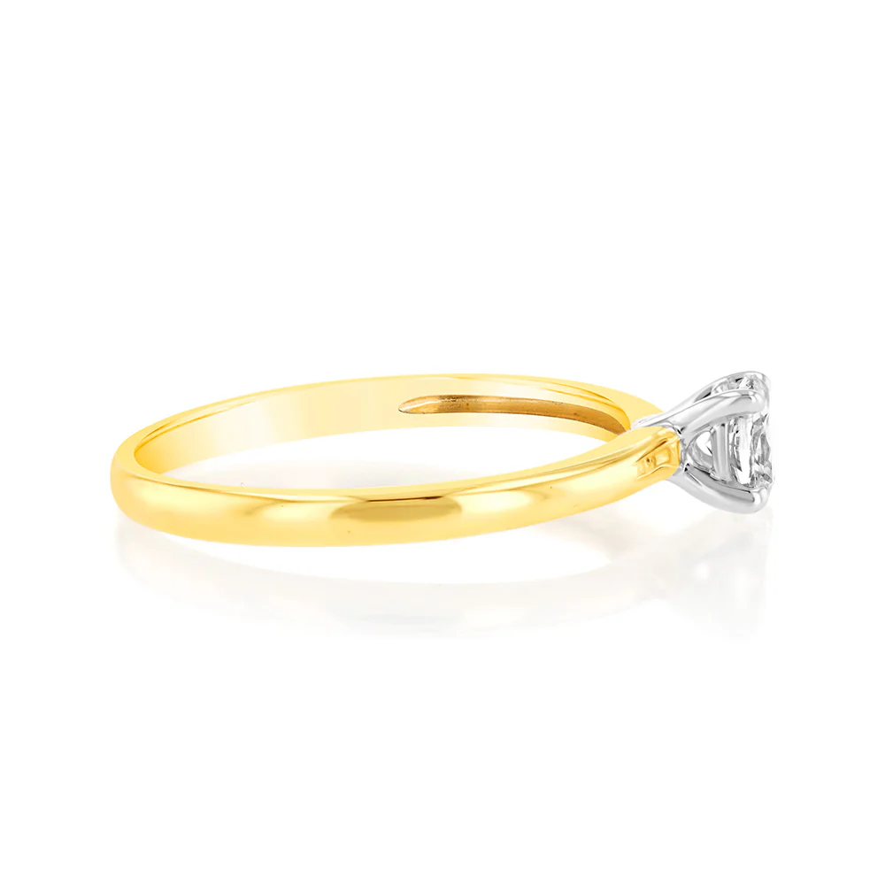 Luminesce Lab Grown 9ct Yellow Gold 1/4 Carat Oval Cut Solitaire Diamond Ring - Image 2
