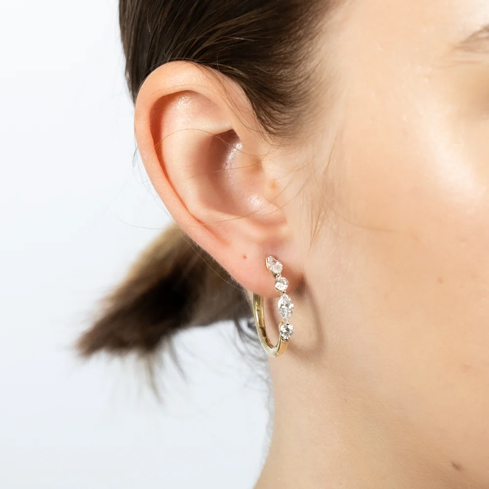 Luminesce Lab Grown 9ct Yellow Gold 1.5 Carat Diamond Hoop Earrings - Image 2