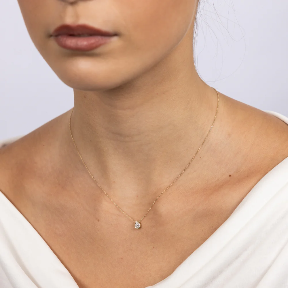 Luminesce Lab Grown 9ct Yellow Gold 1/5 Carat Diamond Pear Shaped Bezel Pendant - Image 2