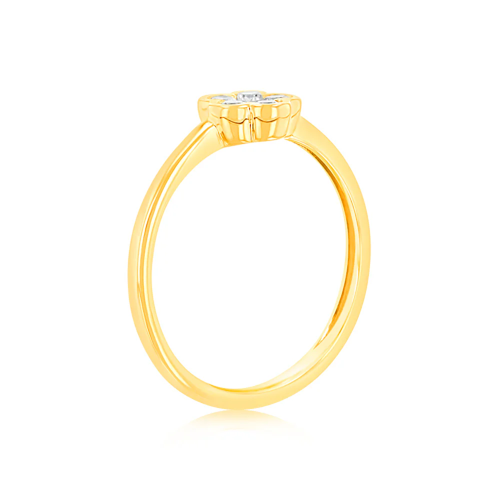 Luminesce Lab Grown 9ct Yellow Gold 1/5 Carat Flower Shaped Diamond Ring - Image 3