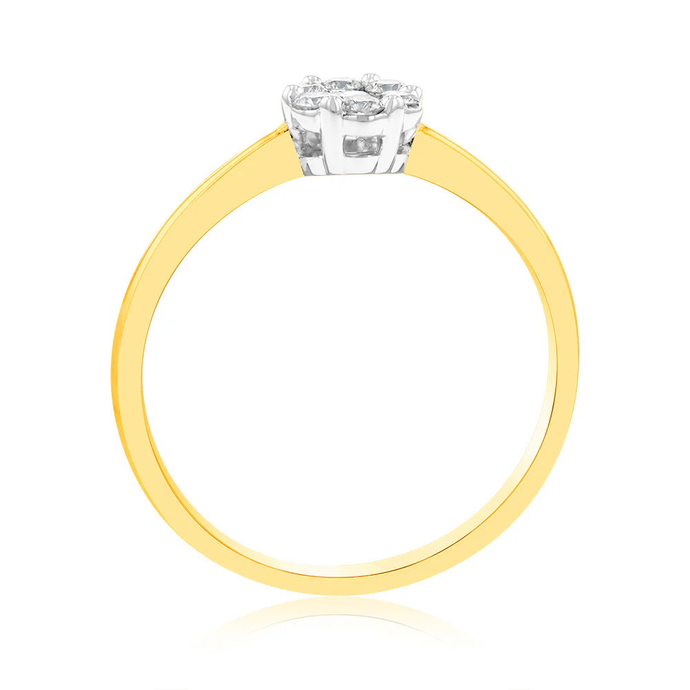 Luminesce Lab Grown 9ct Yellow Gold 1/6 Carat Diamond Solitaire Fancy Ring - Image 2