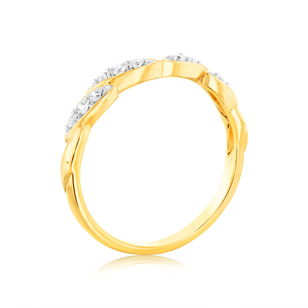 Luminesce Lab Grown 9ct Yellow Gold 1/6 Carat Dress Diamond Ring - Image 3