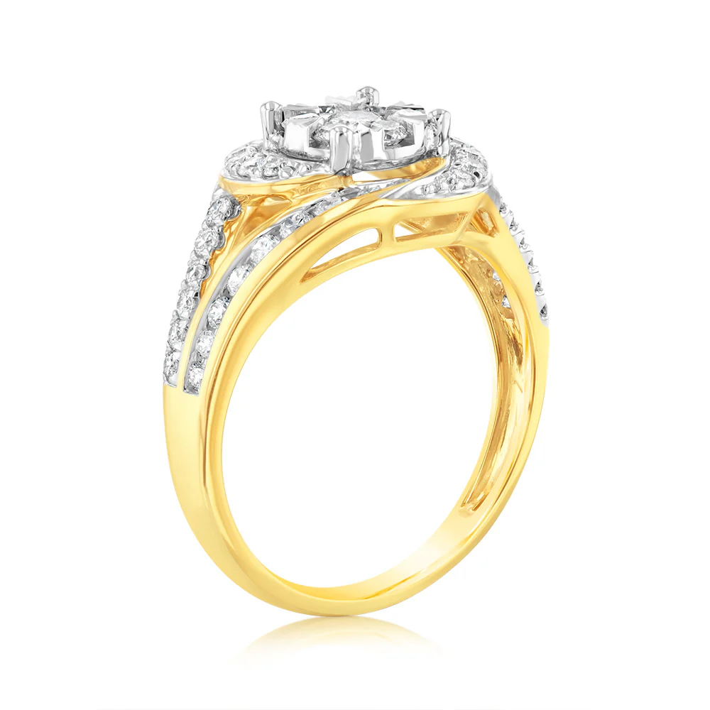 Luminesce Lab Grown 9ct Yellow Gold 1 Carat Bridal Diamond Ring Set - Image 3