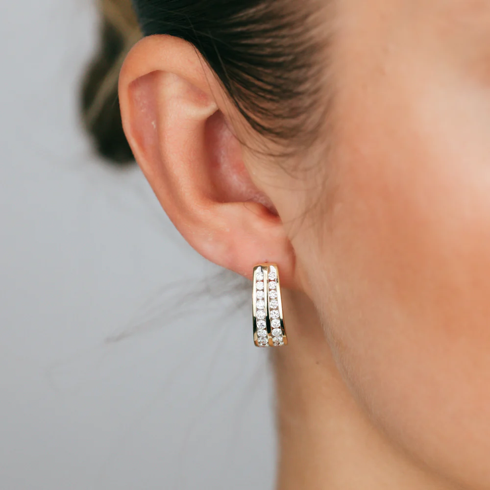 Luminesce Lab Grown 9ct Yellow Gold 1 Carat Diamond Hoop Earring - Image 2