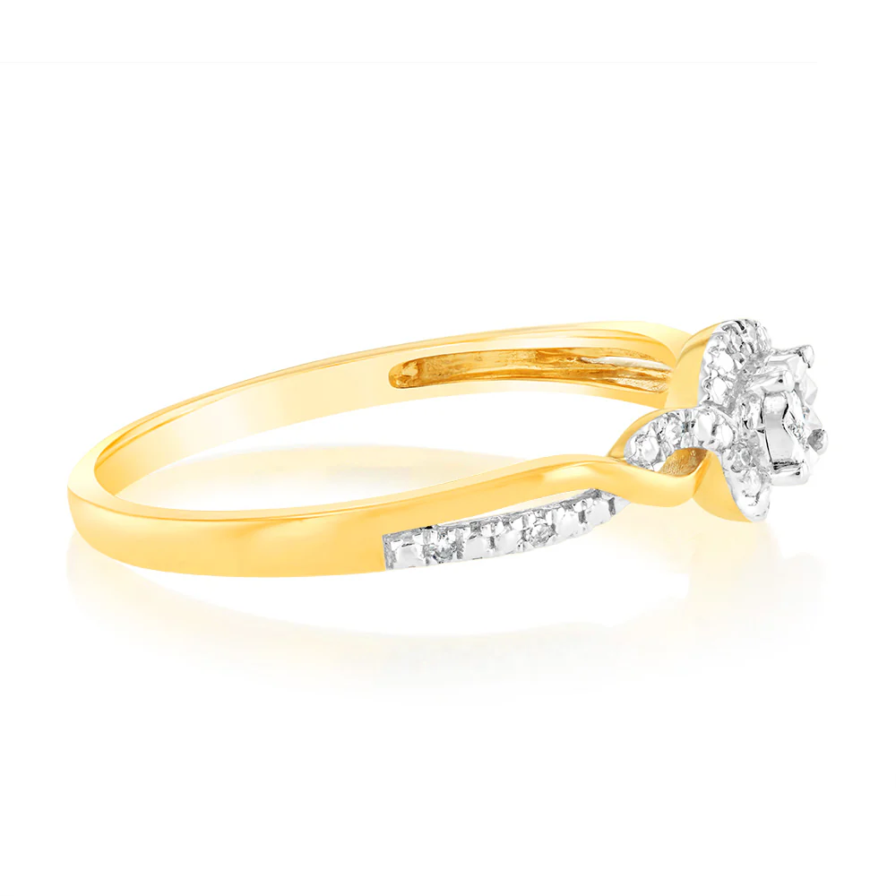 Luminesce Lab Grown 9ct Yellow Gold 11 Brilliant Cut Diamond Ring - Image 2