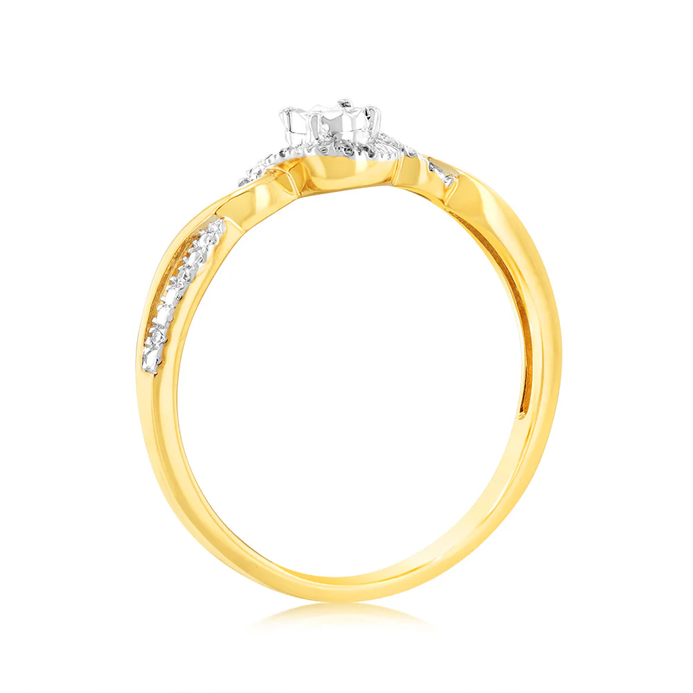 Luminesce Lab Grown 9ct Yellow Gold 11 Brilliant Cut Diamond Ring - Image 3