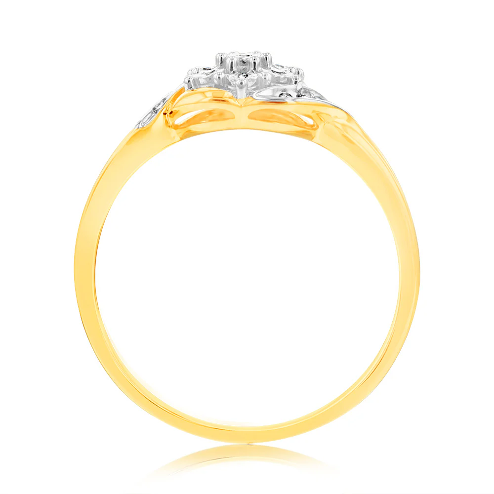 Luminesce Lab Grown 9ct Yellow Gold 15 Diamonds Dress Ring - Image 2