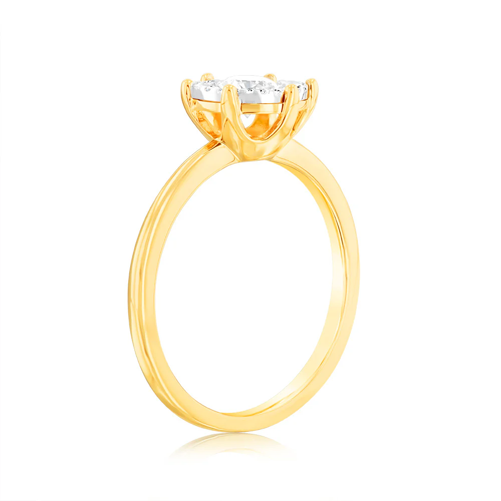 Luminesce Lab Grown 9ct Yellow Gold "2.25 Carat Look" 1/2 Carat Diamond Ring - Image 3