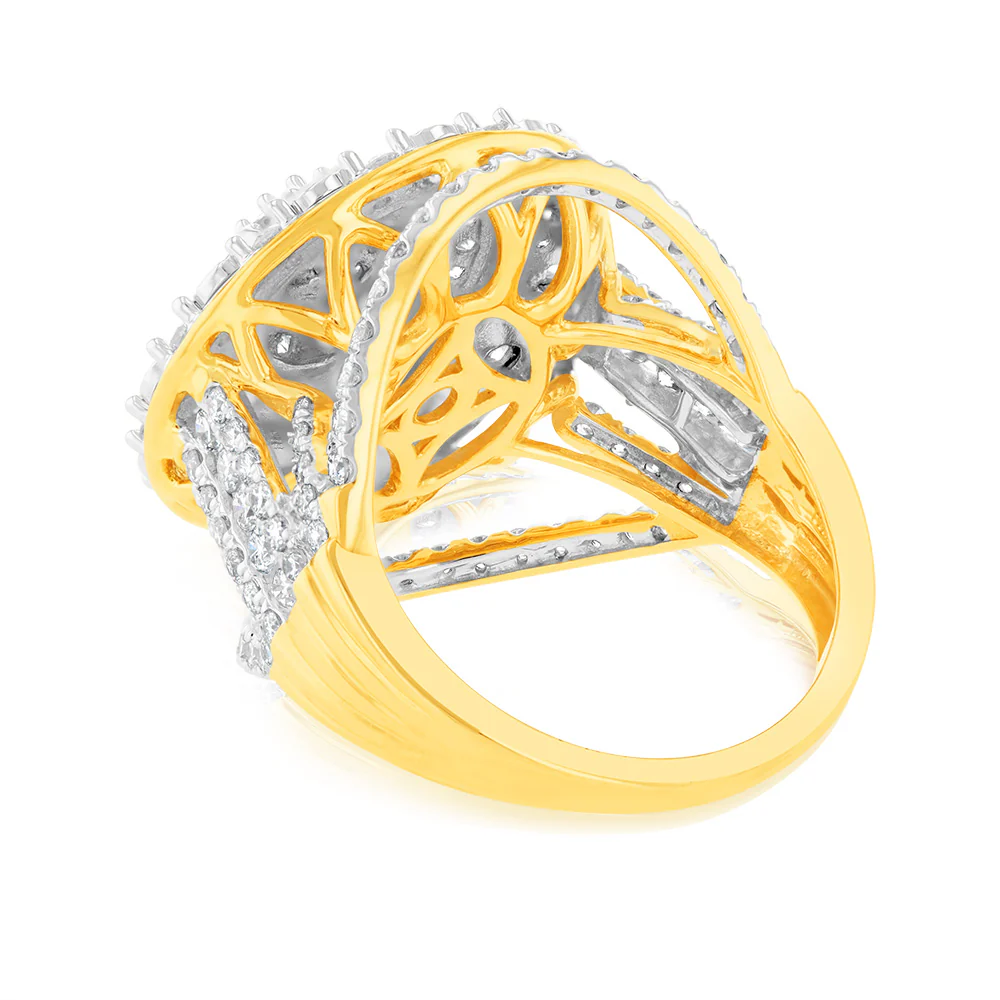 Luminesce Lab Grown 9ct Yellow Gold 2 Carat Diamond Cluster Ring - Image 4