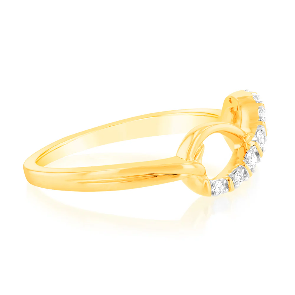 Luminesce Lab Grown 9ct Yellow Gold 7 Diamonds Infinity Ring - Image 2