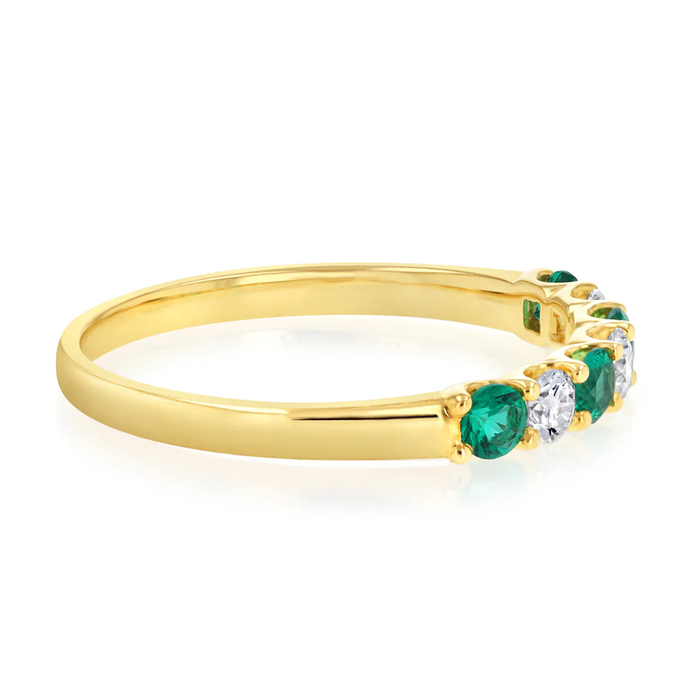Luminesce Lab Grown 9ct Yellow Gold Created Emerald 0.30 Carat Diamond Ring - Image 2