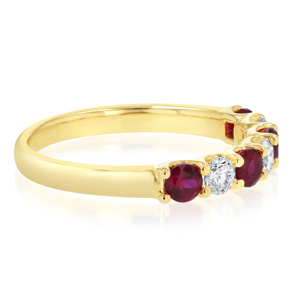 Luminesce Lab Grown 9ct Yellow Gold Created Ruby 0.30 Carat Diamond Ring - Image 2